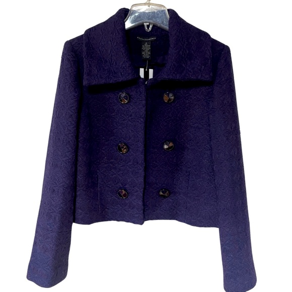 Grace Elements Jackets & Blazers - NWT Grace Elements Purple Wool-Blend Black Button Hook & Eye Closure Jacket Sz12